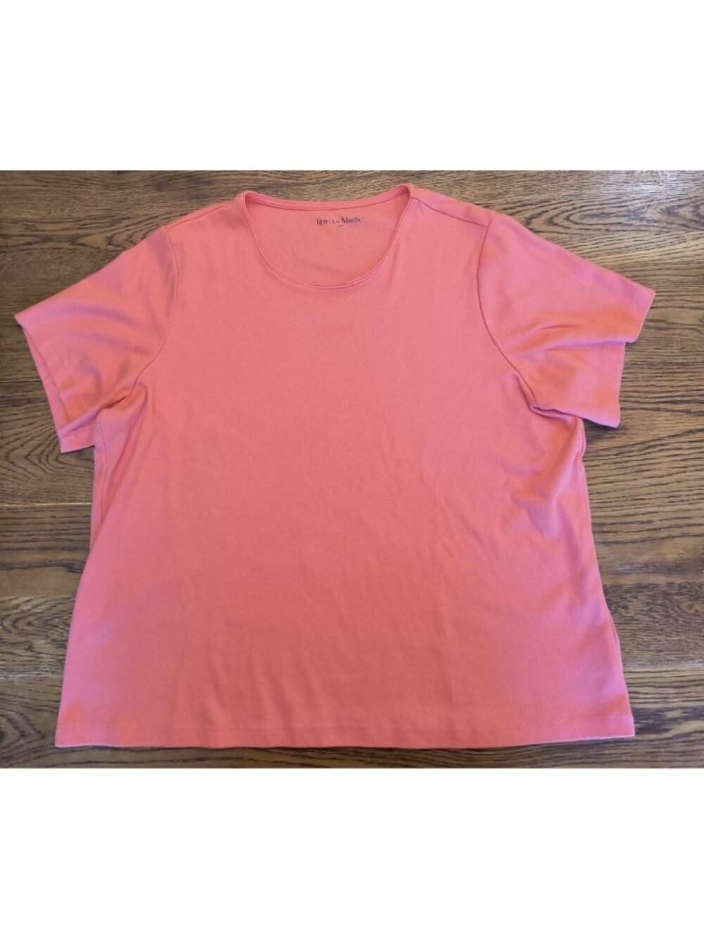 Rebecca Malone Womens Coral Short Sleeve T-Shirt 2X Cotton Blend